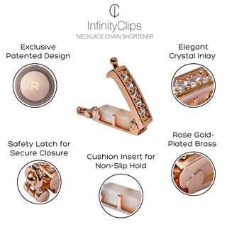 2-Piece Rose Gold Small/Large Necklace Shortener Set - InfinityClips