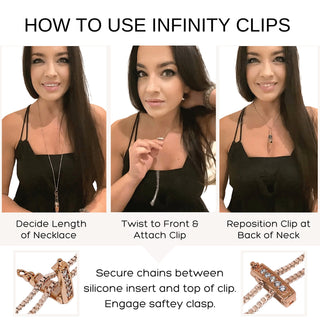 2-Piece Rose Gold Small/Large Necklace Shortener Set - InfinityClips