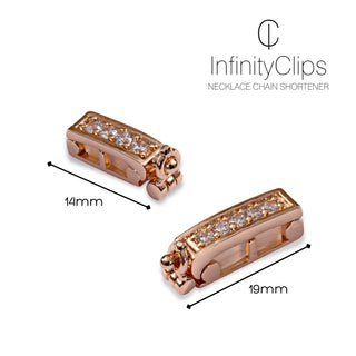 2-Piece Rose Gold Small/Large Necklace Shortener Set - InfinityClips
