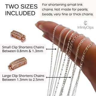 2-Piece Rose Gold Small/Large Necklace Shortener Set - InfinityClips
