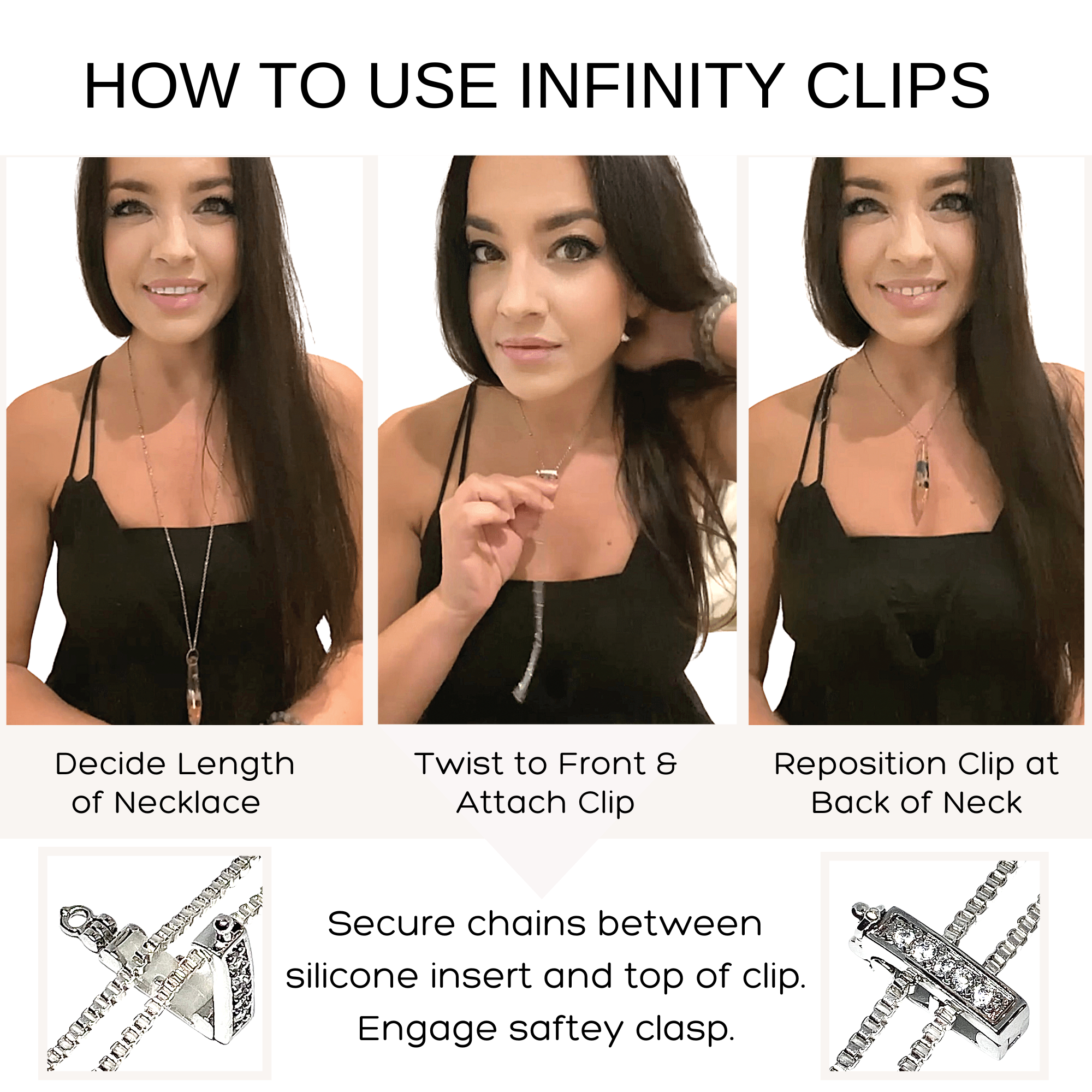 Infinity Clips Necklace Shortener 2 Pc Set for Thin Iraq