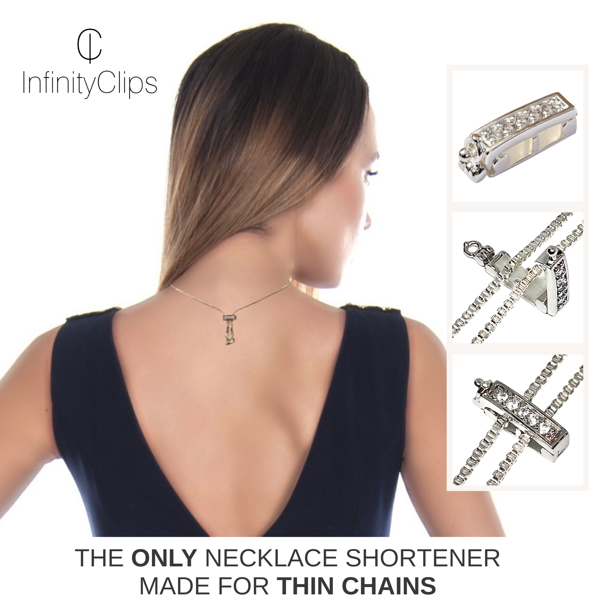 Large Classic Necklace Chain Shortener (Silver) | InfinityClips