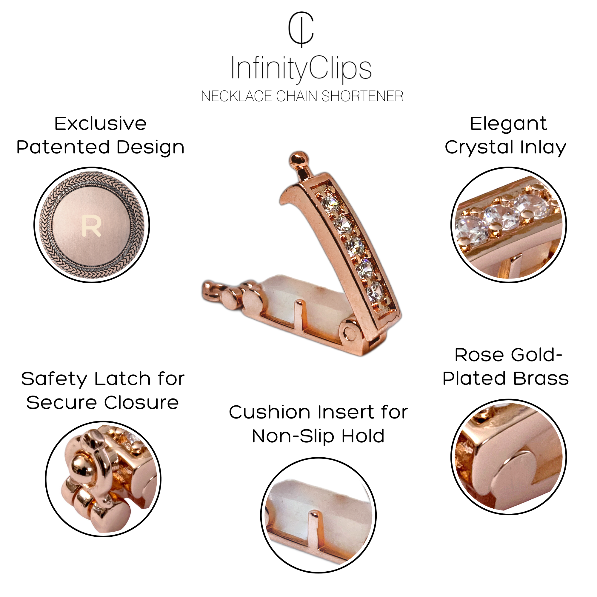 Small Classic Necklace Shortener | InfinityClips Gold