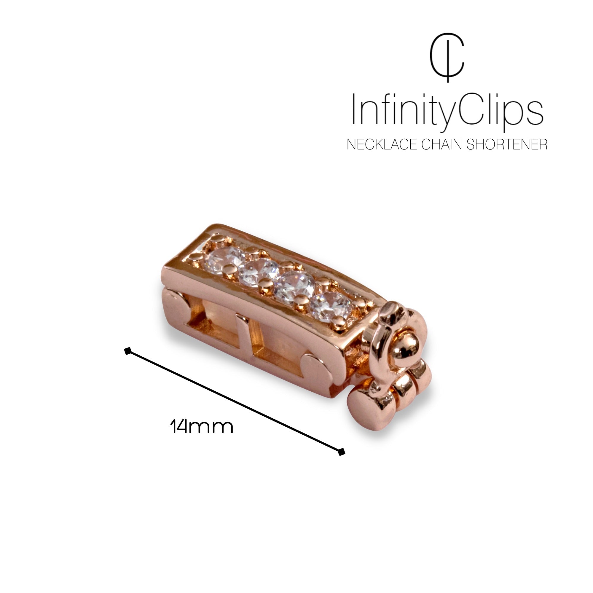 Small Classic Necklace Shortener w/ Clasp (Rose Gold) | InfinityClips