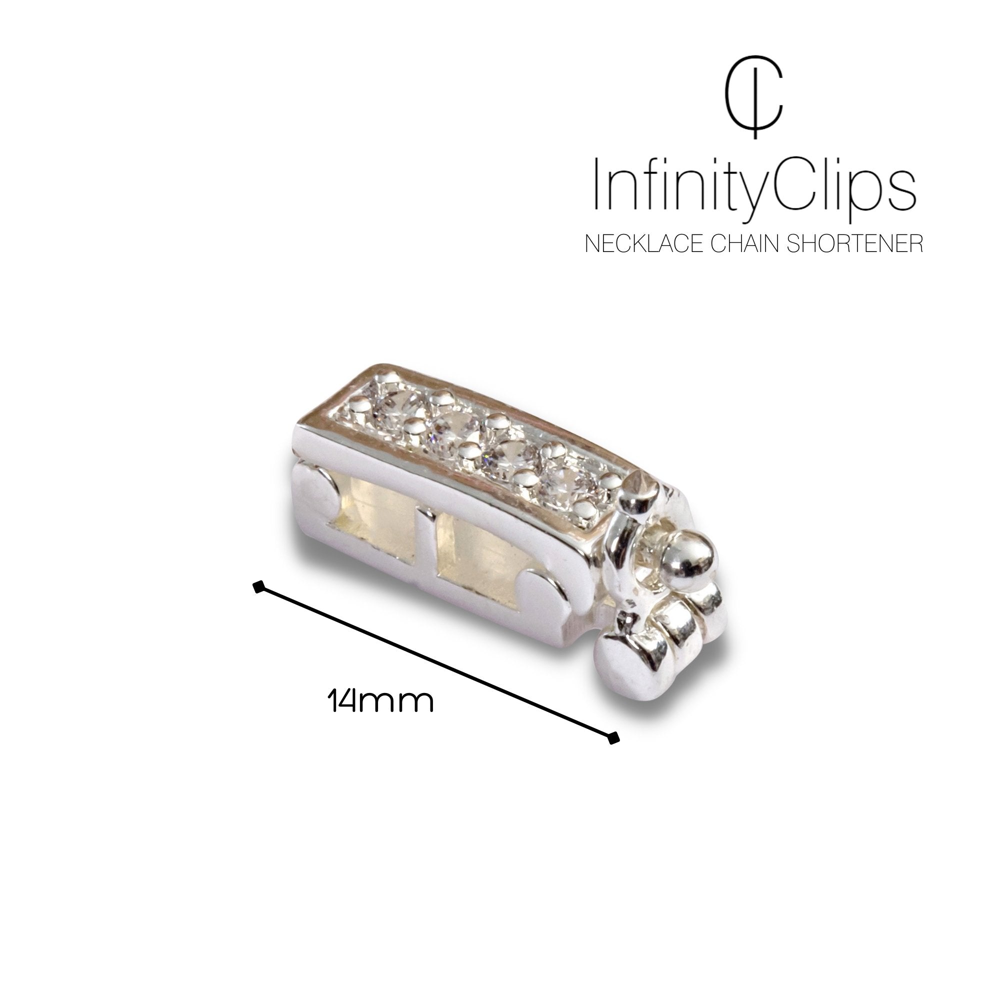 Small Classic Necklace Shortener w/ Clasp (Silver) | InfinityClips